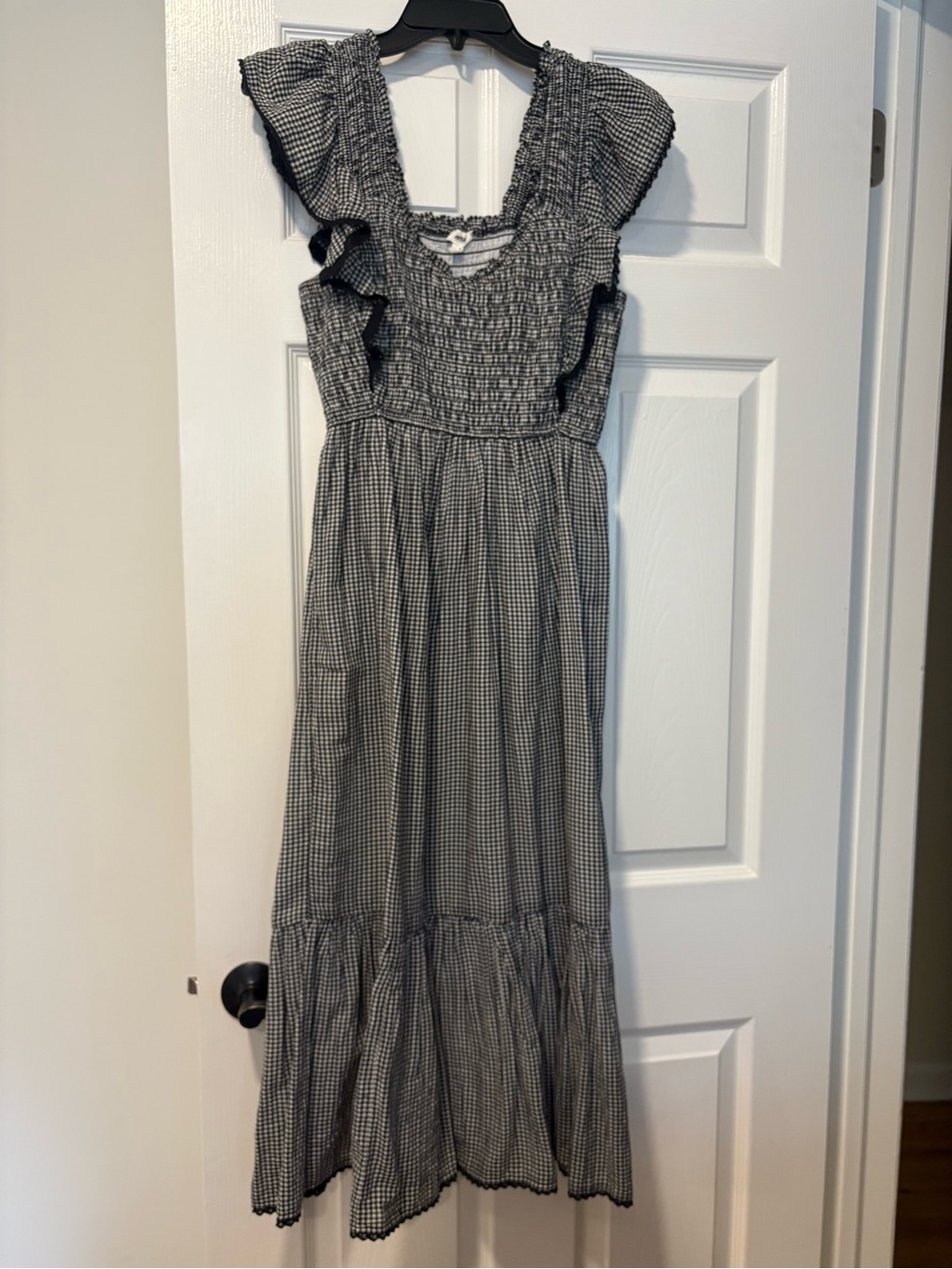 aerie Black & white Gingham Smocked Maxi Dress